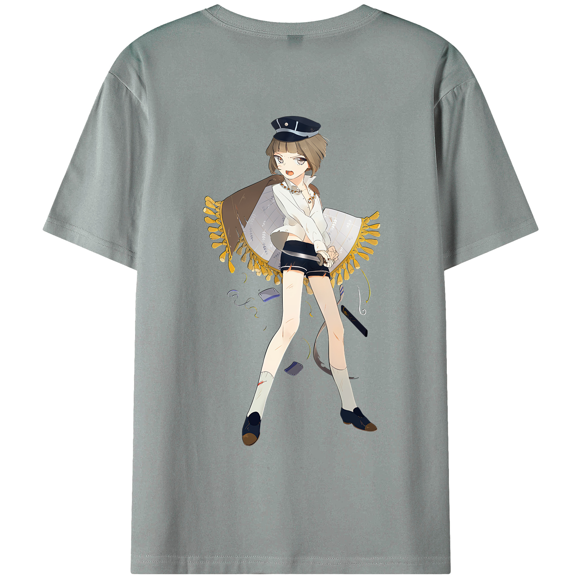 （画像用） 刀剣乱舞 Touken Ranbu 綿100％ メンズ半袖Tシャツ（バックプリント） 通気性